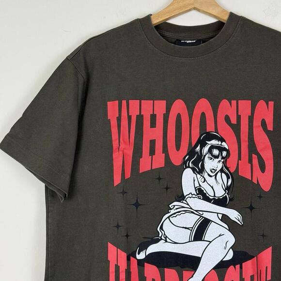 WHOOSIS “Hard to Get” Graphic T-Shirt Pin-Up GirlDesign Small Streetwear Tee Y2K - Picture 2 of 8